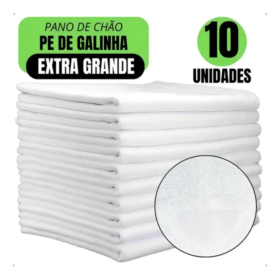 Pano De Chão Ditap Mix Branco Grande Grosso Saco Duplo Atacado Kit 10 Un - 45 cm - 70 cm