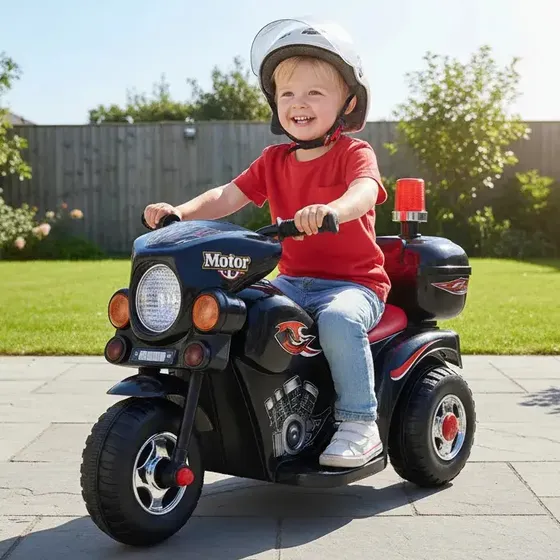 Moto Elétrica Brinq kids Giroflex 6V Preta Pedal Luzes Sons Bivolt