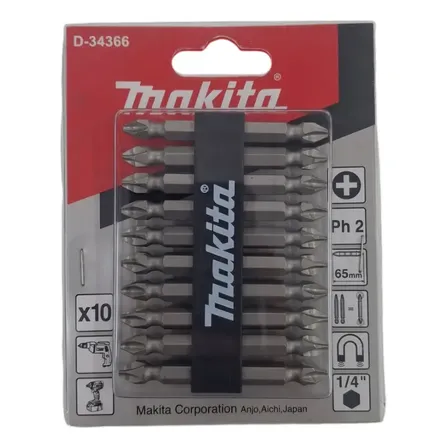 Jogo Com 10 Pontas Duplas Philips Ph2 Bits Com 65mm Makita