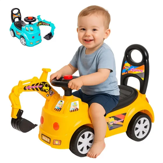 Trator De Brinquedo Escavadeira Gigante Veículo Infantil Cor Amarelo