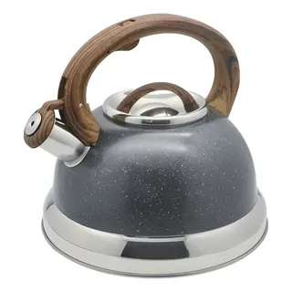 Chaleira Roma Com Apito 2,7l Indução Aço Inox Granito Brinox Cinza