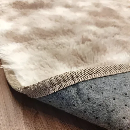 Tapete Peludo 3,00x2,00 Costa Oro Felpudo Shaggy Desenho Do Tecido Bege Mesclado