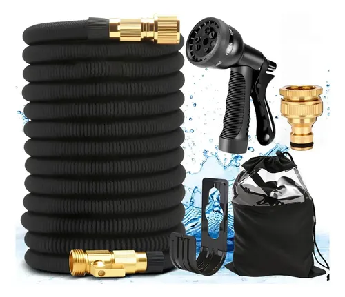 Mangueira De Jardim 15m PF004SG Perfin Retratil Expansivel Engate E Esguich Cor Preto