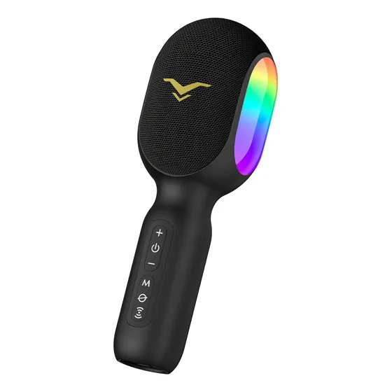 Microfone de Karaokê Bluetooth Sem Fio, 5-em-1 Portátil com Alto-Falante Integrado e Luzes RGB Dinâmicas, Mini Máquina de Karaokê para Viagens de Carro, Festas em Casa, Gravação de Música
