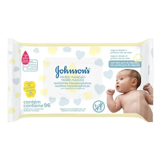 Toalhinhas Umedecidas Johnson's Baby Recém Nascido 96un