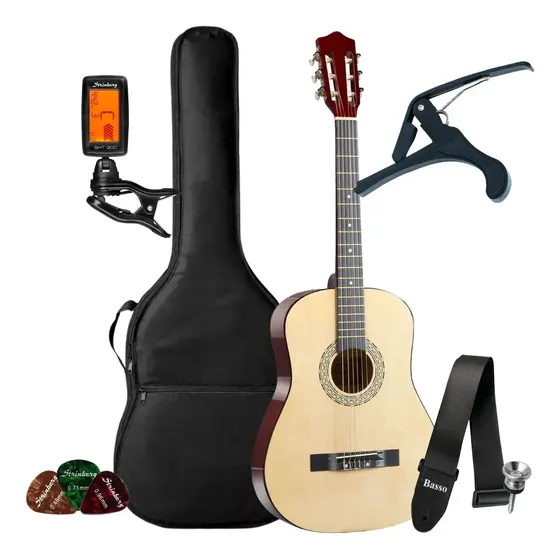 Kit Violão Acústico Bravo An100 Iniciante Nylon Completo Cor Nt - Natural Material Do Diapasão Padrão Orientação Da Mão Destro