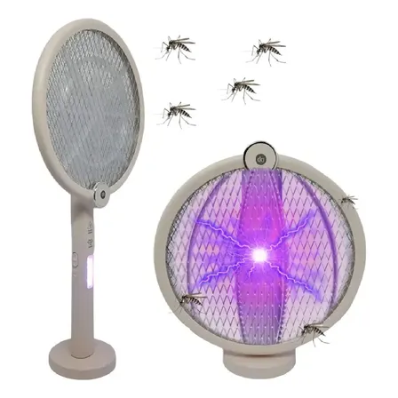 Raquete Elétrica Led Usb Inseto Uv Luz Roxa Branco 127/220v