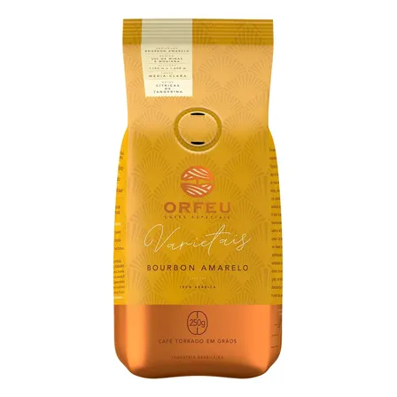 Café em Grãos Orfeu Bourbon Amarelo 250g Torra Média Clara 100% Arábica
