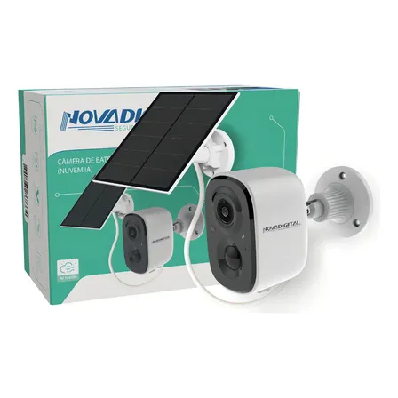 Câmera Inteligente Wifi Novadigital Externa Bateria Solar HD Nuvem IA IP Alexa APP Exclusivo Vico Home