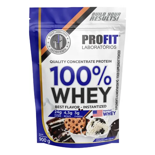 100% Whey - Isolado E Concentrado Refil 900g - Profit Sabor Cookies And Cream