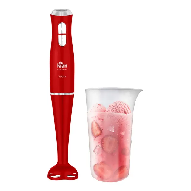 Mixer Misturador 350w 2 Velocidades Com Copo Compacto Leve E Ergonômico 700ml Vermelho Kian - 127v