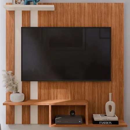 Rack Com Painel Industrial Gk Móveis Para Tv 32'' 90cm Freijó Off