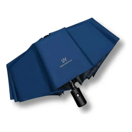 Guarda Chuva Automático Abre E Fecha Reforçado Contra Vento Cor Azul Desenho Do Tecido Liso