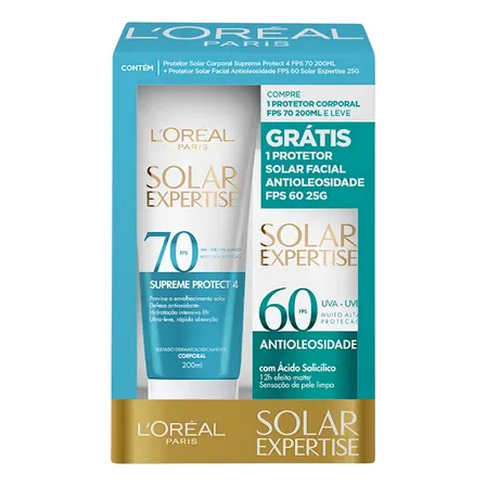 Kit L'oréal Solar Expertise Fps70 Corporal 200ml + Facial Fps60 25g
