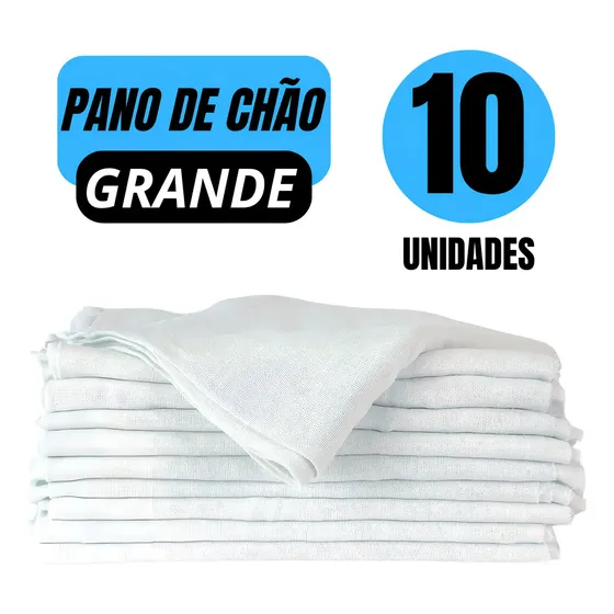Kit 10 Panos De Chão Branco Algodão Ditap Mix Limpeza Pesada Em Geral 38x62cm Grande Saco Duplo Alvejado