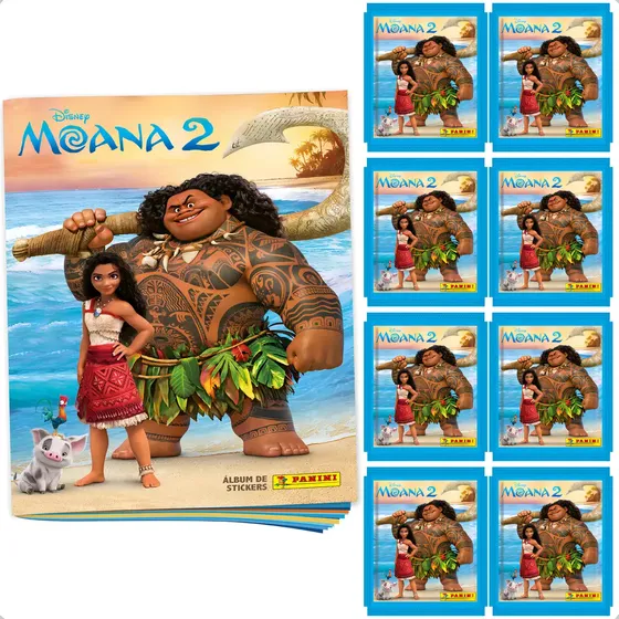 Álbum Moana 2 + 200 Figurinhas (40 Envelopes)