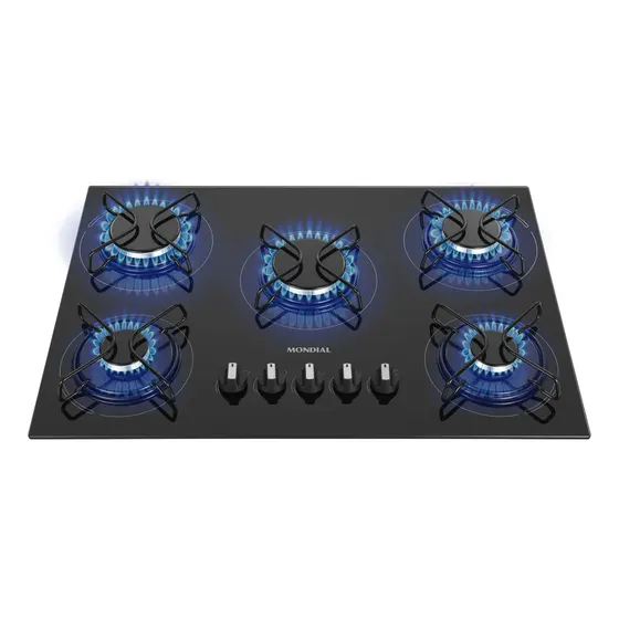 Cooktop A Gás, 5 Bocas, Mondial Bivolt Ctg-02 Preto 127/220v