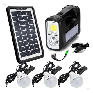Kit Placa Solar Portátil com 3 Lâmpadas e Bateria Recarregável Luatek