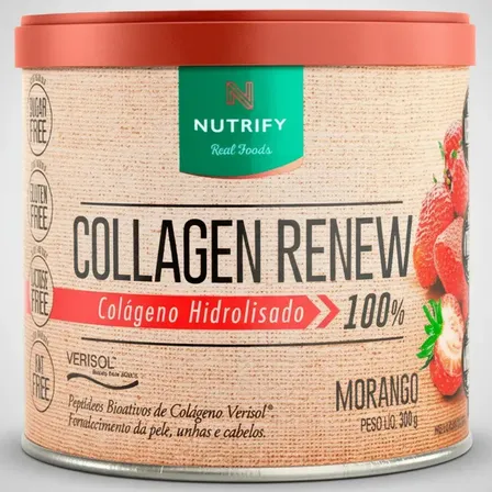 Colágeno Hidrolisado Collagen Renew Morango 300g Nutrify