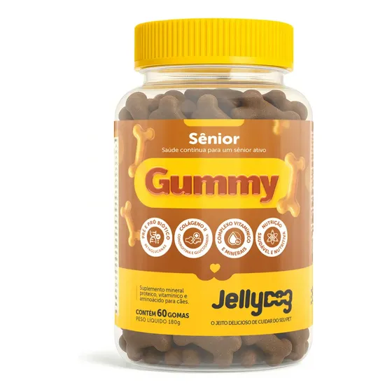 Suplemento Sênior Jellydog Gummy Cachorro Saudável Forte 60u