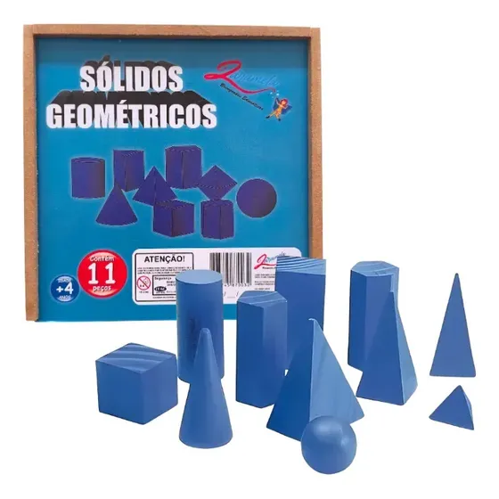 Sólidos Geométricos Brinquedo Pedagógico 11 Peças Em Madeira