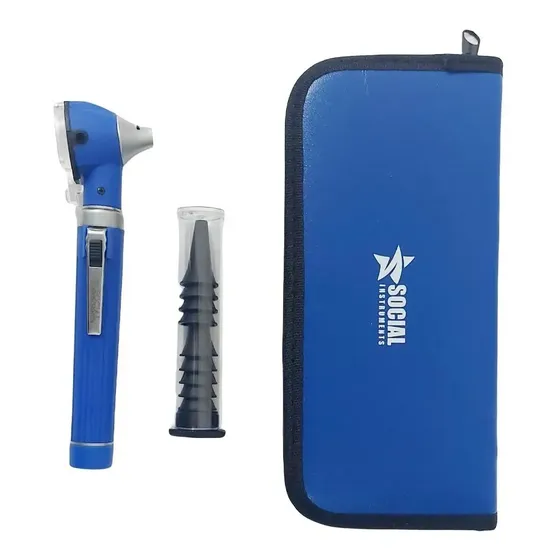 Otoscópio Profissional Led Fibra Óptica Cor Azul