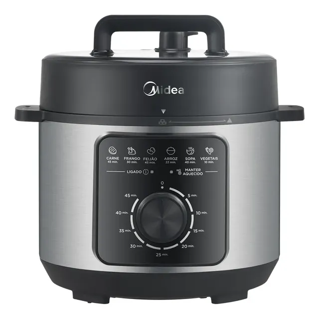 Panela Elétrica Mecânica Pressão 4l Preta E Inox Midea