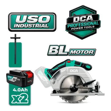 Serra Circular Profissional Dca 185mm Admy02-185bm 2 Bat Verde 20v