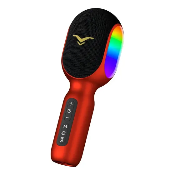 Microfone Karaokê Bluetooth Sem Fio Microfone Portátil 5 Em 1 Com Caixa De Som E Luzes Rgb Dinâmicas Mini Máquina De Karaokê Para Viagens Stagesound Cor Vermelho