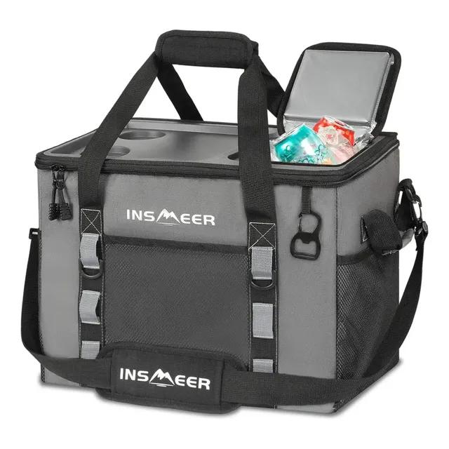 Bolsa Térmica Cooler Capota Rígida 40 L Dobrável Porta-copos - Cinza