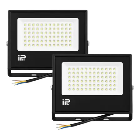 Kit 2 Refletores Super Led Holofote 500w Econômico Resistente Para Fachadas E Jardins Branco Frio Bivolt