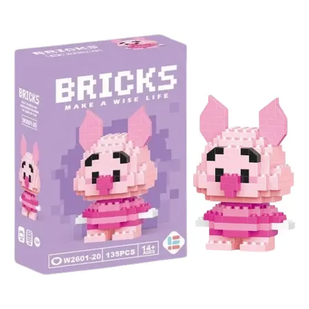 Brinquedo Bloco De Montar Personagens Desenho Animado Quantidade De Peças 135 Versão Do Personagem Leitão