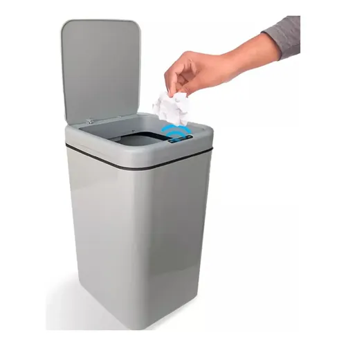 Lixeira Inteligente 20 Litros Estocasa Sensor Automático Banheiro Cozinha Cor Cinza