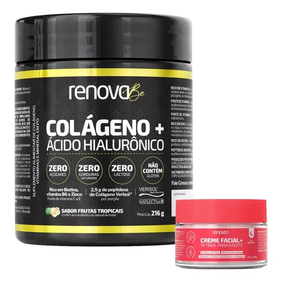 Kit Colágeno Hidrolisado Verisol Renova Be com Ácido Hialurônico e Creme Facial
