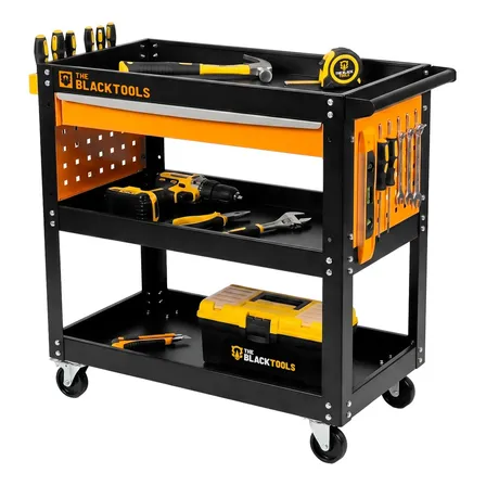 Carrinho Aberto Para Ferramentas Com Gaveta Preto Capacidade De 120kg The Black Tools