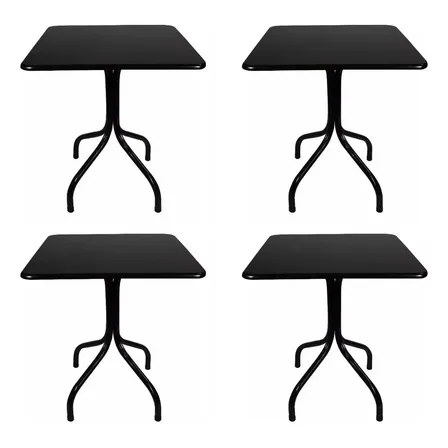 Kit Com 4 Mesa Moema Comercial 70x70 Preta Cor Preto