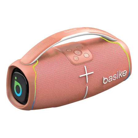 Caixa De Som Basike Bluetooth Portátil 100w Subwoofer Ativo Rgb Ipx6 Rosa 127/220v