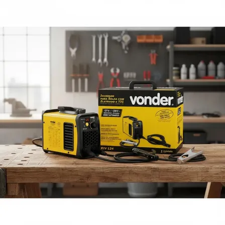 Máquina de solda Soldadora Vonder Eletrodo e TIG RIV 124 Display Digital Bivolt - amarelo
