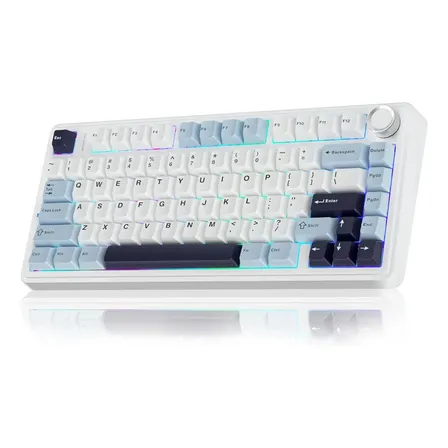 Teclado Mecânico Aula F75 75% Wireless Bt5.0 Usb-c Rgb Glacial Blue Idioma Do Teclado Inglês Eua Inglês Us