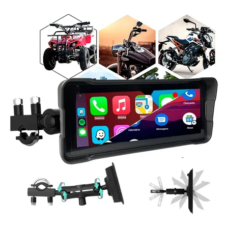 Multimidia 7 Polegadas Moto Carplay Android Auto Bluetooth Duplo Knup Ra-933 Preto