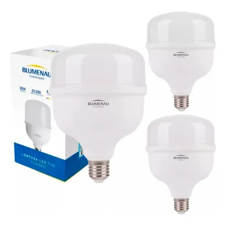 3x Lâmpada Led T100 50w Alta Potência 6500k Luz Branca Fria