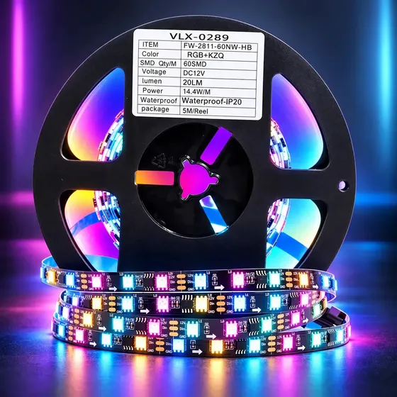 Fita Led Ws2811 Endereçável 5 Metros 300 Leds 12v Ip20 Vlx Luz Rgb Preta