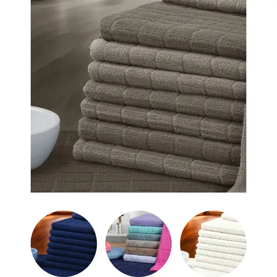 Kit 6 Tapetes Toalhas De Piso Para Banheiro 100% Algodão Tapete Saída De Box Pés Atoalhado Geométrico Jogo Banheiro Toalha Macio Absorvente Lavável Hotel Marrom Chocolate - 44x65 Cm - Renova Enxovais