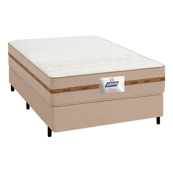 Cama Box Casal Gazin Flora Bege 138x188cm