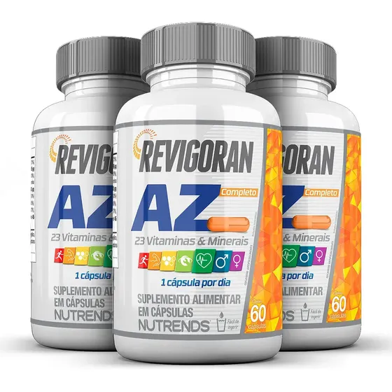 3x Multivitamínico Revigoran De A-z - 60 Cápsulas - Nutrends Sabor Sem sabor
