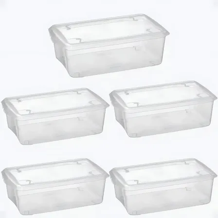 Caixa Organizadora Multiuso 7l Plásticos Santana 12x23x38cm Com Tampa Transparente Liso
