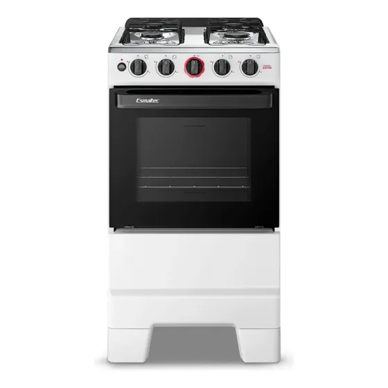 Fogão a Gás Mesa Inox Forno 50L Limpa Fácil e Acendimento Automático Esmaltec IDEAL Super F4IAB Cor Branco 4 bocas