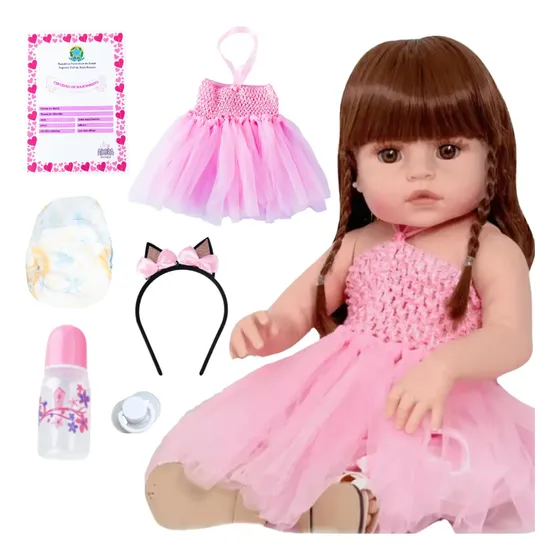 Boneca Reborn Bailarina Silicone 46 cm Grs Com Acessórios