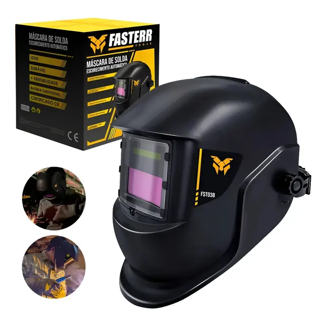 Máscara De Solda Automática Escurecimento Fasterr Fst038 Cor Din11 Preto Liso