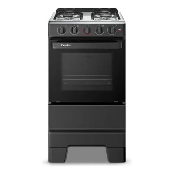 Fogão a Gás Mesa Inox e Forno 50L Limpa Fácil Esmaltec IDEAL POP F4ISP Cor Preto 4 bocas